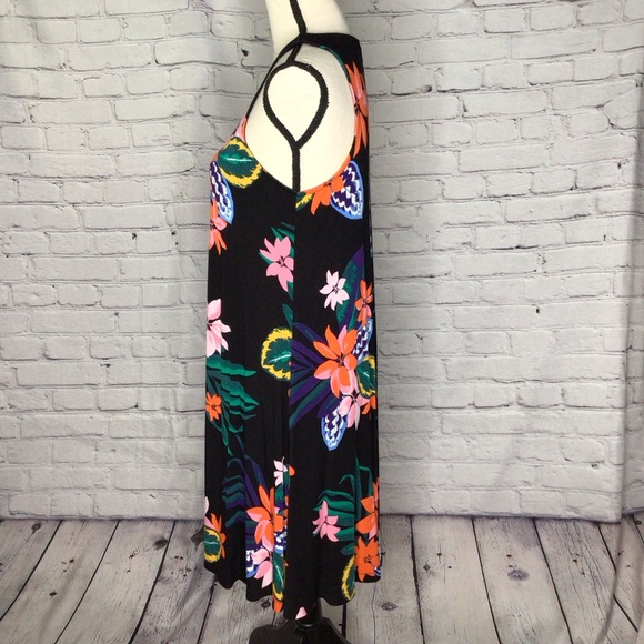 Old Navy Black Floral Sleeveless Swing Dress Medium - Picture 4 of 15